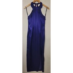 VTG Jessica McClintock Gunne Sax Halter Prom Dress Size 5/6 Fairy Royal Purple‎